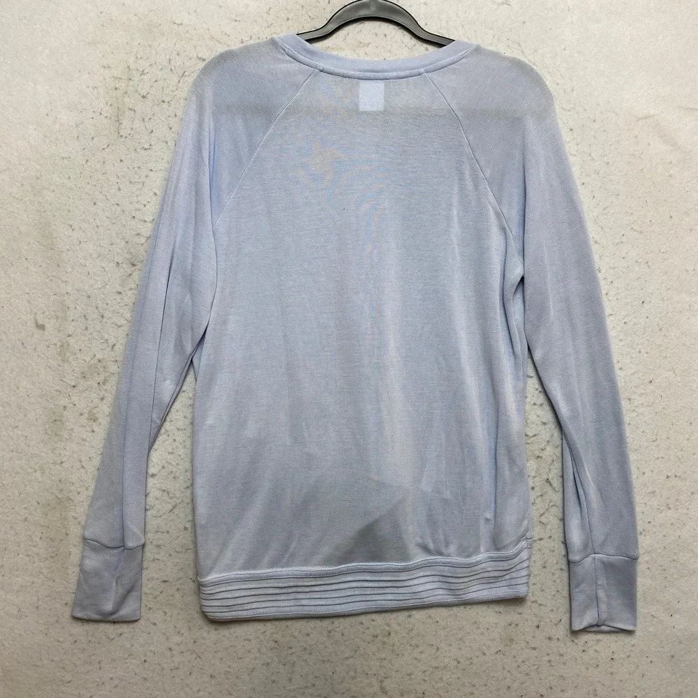 Athleta Criss Cross Hem Pullover Women Medium Blue Raglan Sleeve Modal Sweater - Picture 9 of 10